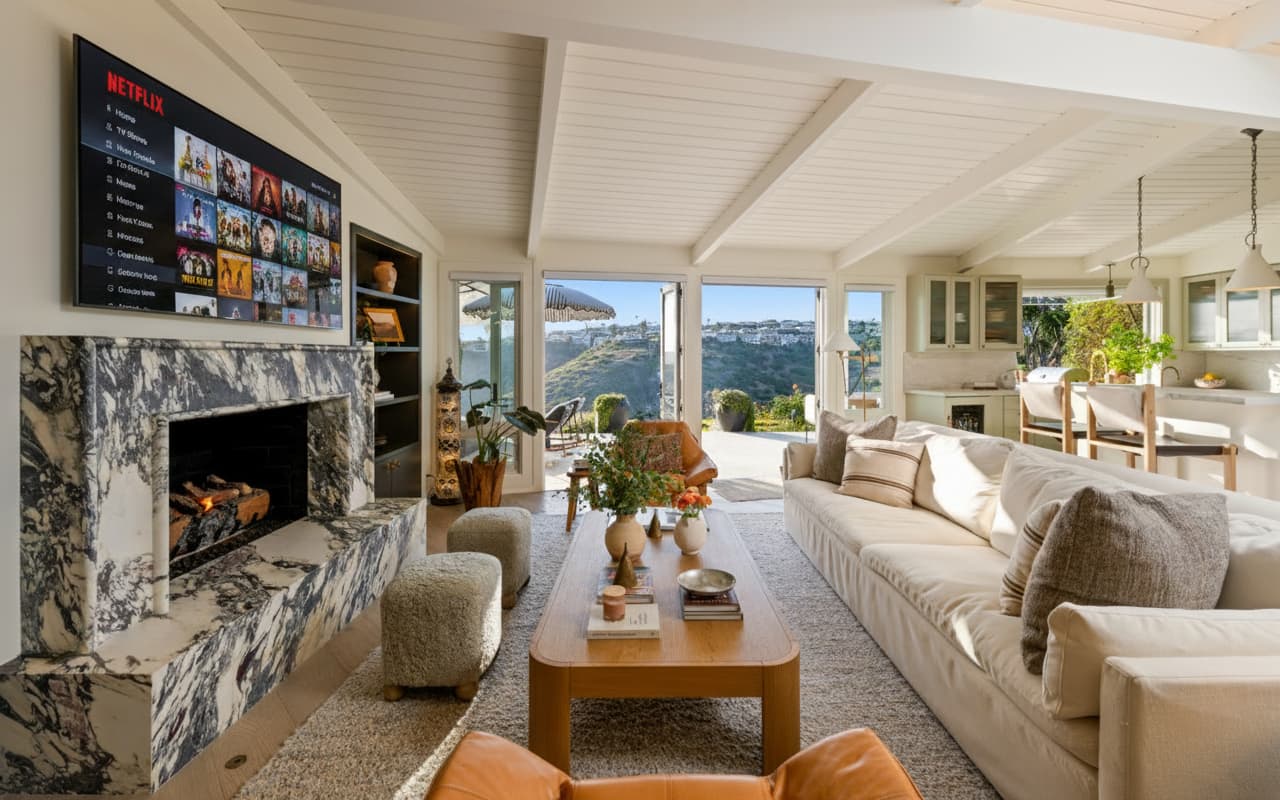 Living Room · Fireside & View